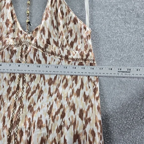 Aerie Women Dress L Brown Geometric Slit Maxi Bohemian Embroidered - Picture 8 of 10